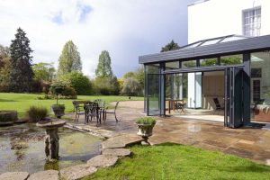 Black smart bi fold doors